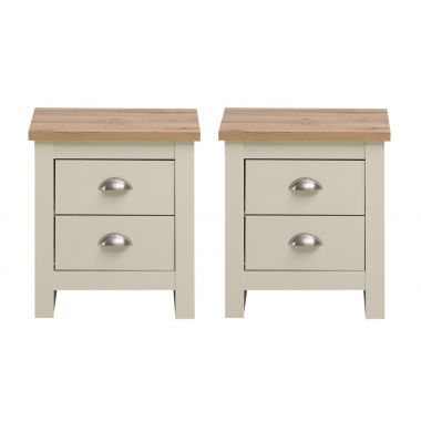 2x Nightstand With 2 Drawers