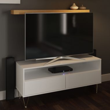 Monaco TV Cabinet with 2 Drawers in White