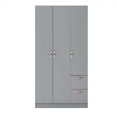 Essentials 3 Door Double Wardrobe In Grey