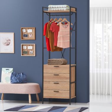 Open Wardrobe Riviera Oak - Bedroom Furniture- 4 Drawer